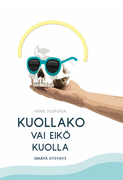 Valkoisella pohjalla oikeasta reunasta tuleva käsi kannattelee kalloa, jolla on sinivihreät aurinkolasit sekä keltainen aura pään päällä. Kannen alareunassa on yksinkertaistettuja graafisia, sinisiä merenaaltoja.